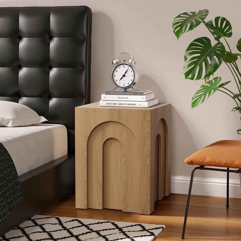 Meşe Renkli Kemerli Tasarım Zigon Sehpa 48x37x37 cm 3'lü Set - 108610