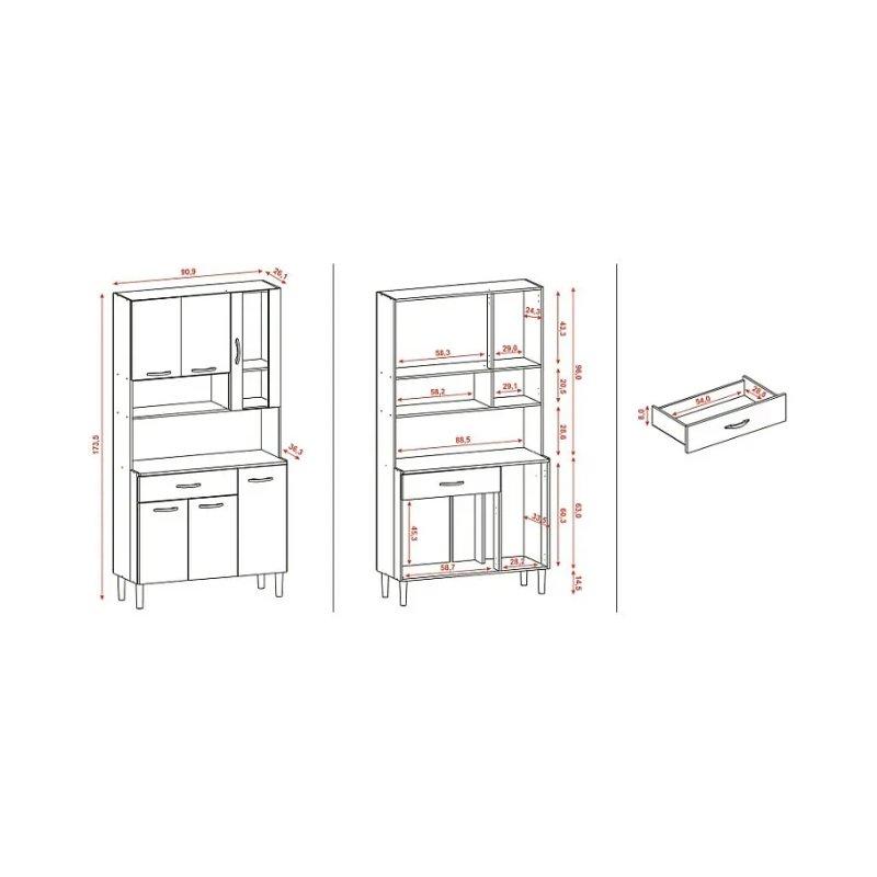 Meşe ve Gri 91x174x36 cm Çok Amaçlı Dolap - 92677