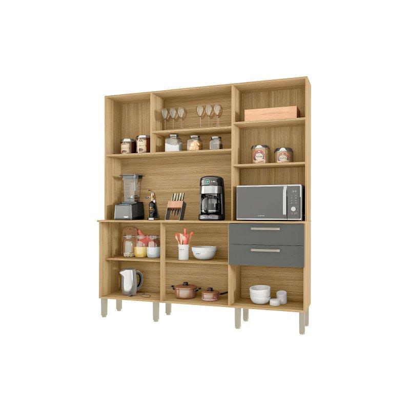 Meşe ve Gri Çok Amaçlı Dolap 180 cm - 92338