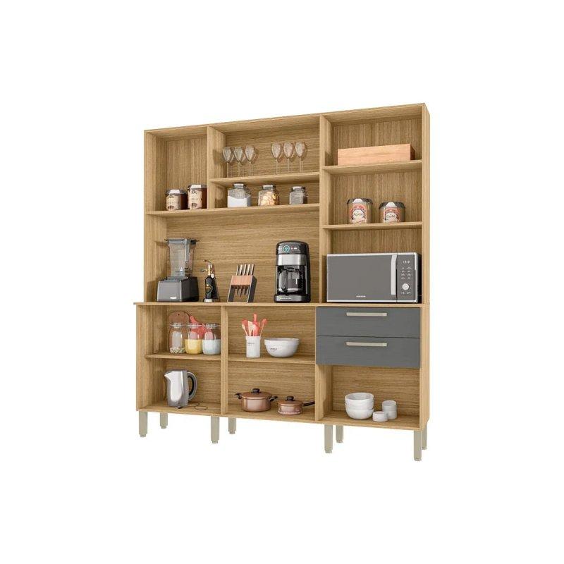 Meşe ve Gri Renkli Çok Amaçlı Dolap 180 cm - 92647