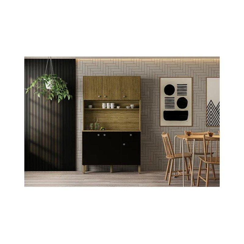 Meşe ve Siyah Çok Amaçlı Dolap 111x185x39 cm - 92500