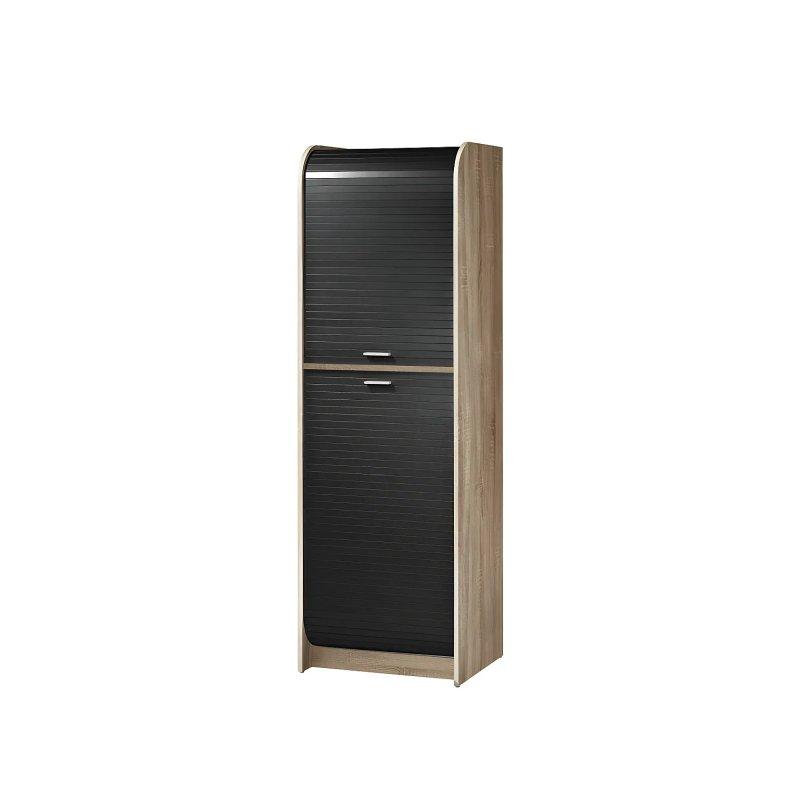 Meşe ve Siyah Renkli Çok Amaçlı Dolap 58 x 181 x 47 cm - 92284