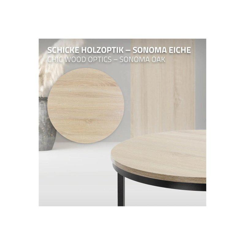 Meşe Zigon Sehpa İkili Set Yuvarlak Siyah Metal Ayaklı 60 cm - 106429