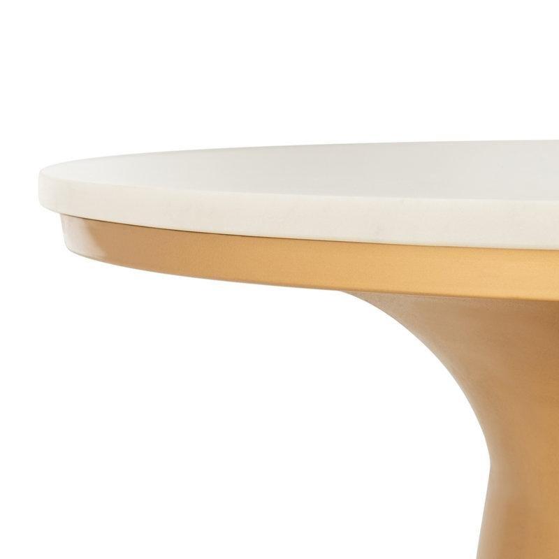 Metal Ayaklı Beyaz Mermer Üstü Yuvarlak Orta Sehpa 79 cm - 105061