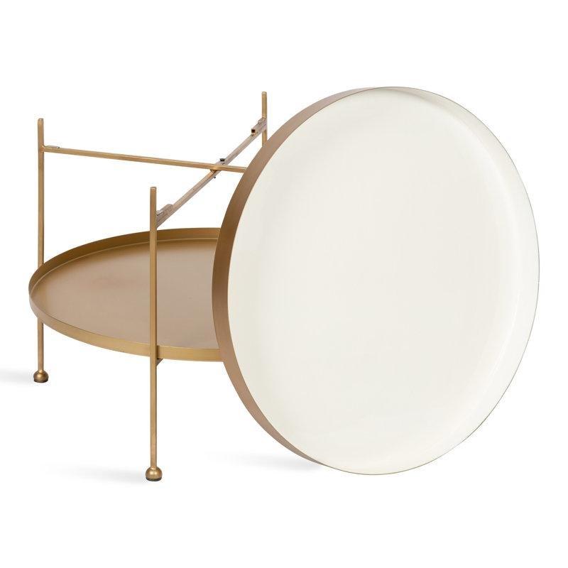 Metal Gold Orta Sehpa 68 cm Yuvarlak İki Katlı - 105112