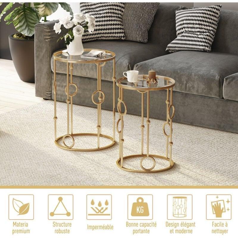 Metal Gold Yuvarlak Yuvarlak Orta Sehpa Seti 41 cm ve 36 cm - 103154