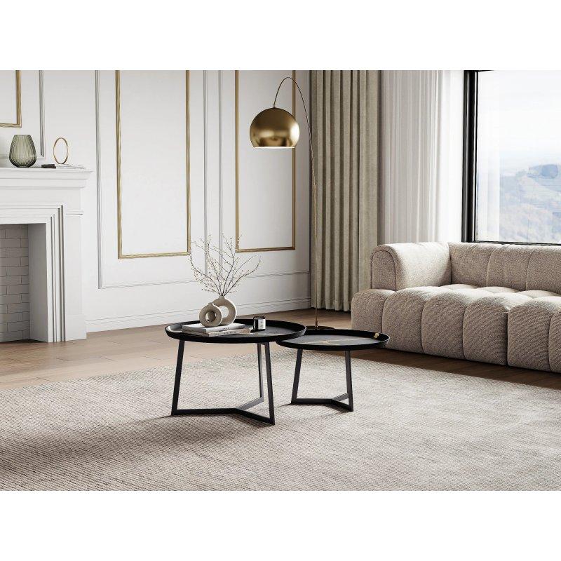 Metal İç İçe Orta Sehpa Siyah ve Gold 72x44x72 cm - 102552