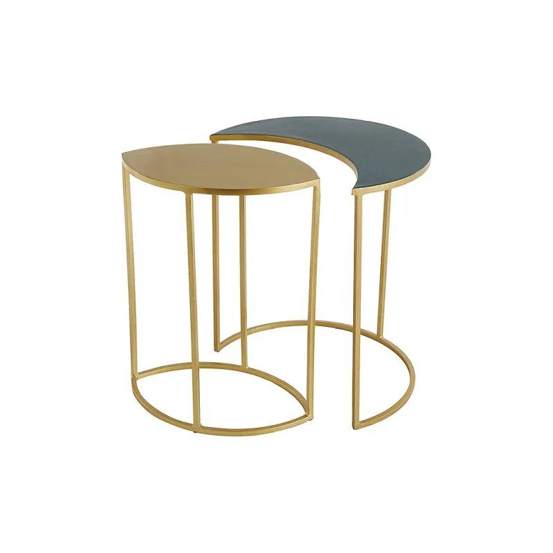 Metal Orta Sehpa 40x40 cm Gold ve Lacivert - 101928