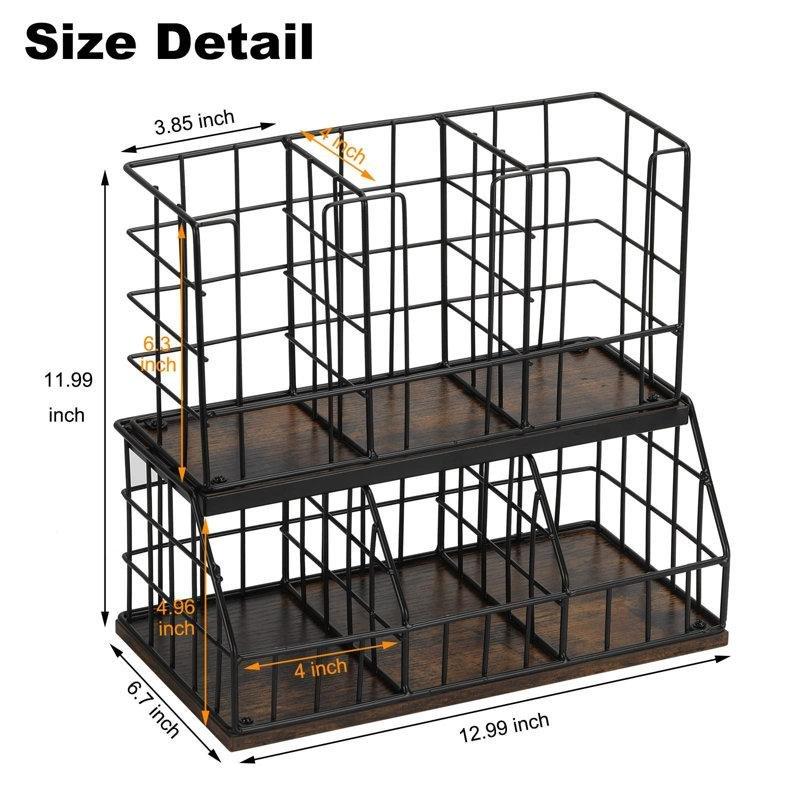 Metal ve MDF Kahve Köşesi 33 cm (Siyah, 6 Bölmeli) - 99832
