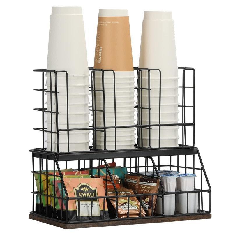 Metal ve MDF Kahve Köşesi 33 cm (Siyah, 6 Bölmeli) - 99832