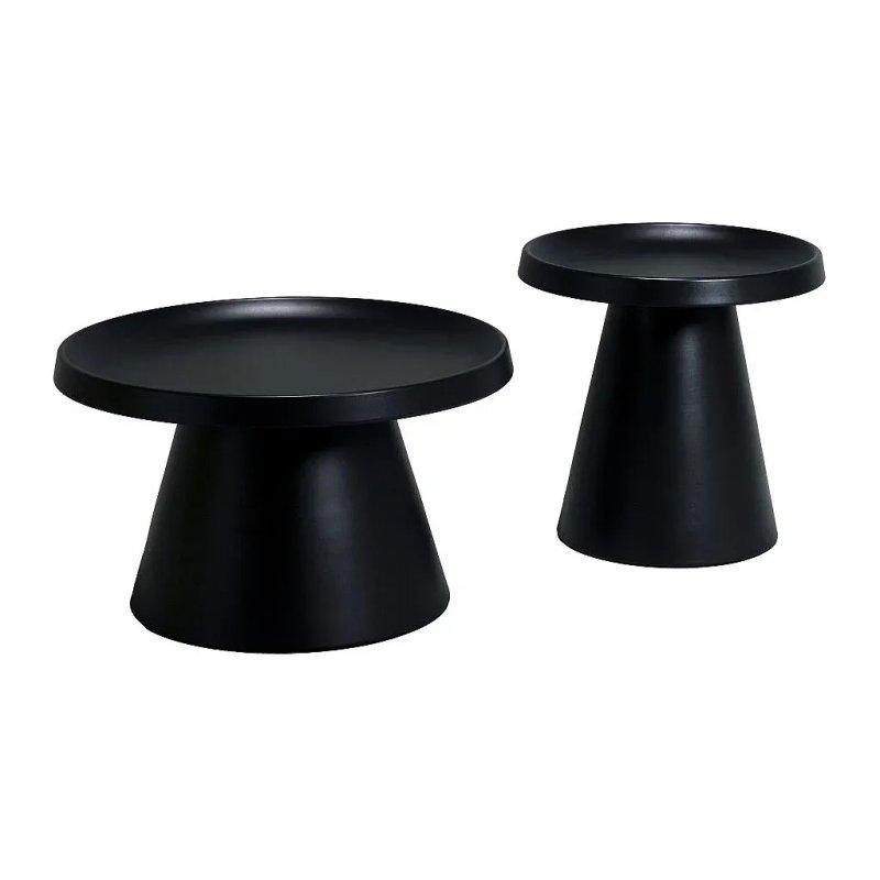 Metal Yuvarlak Orta Sehpa 2'li Set Siyah Mat 50 cm - 70 cm - 102327