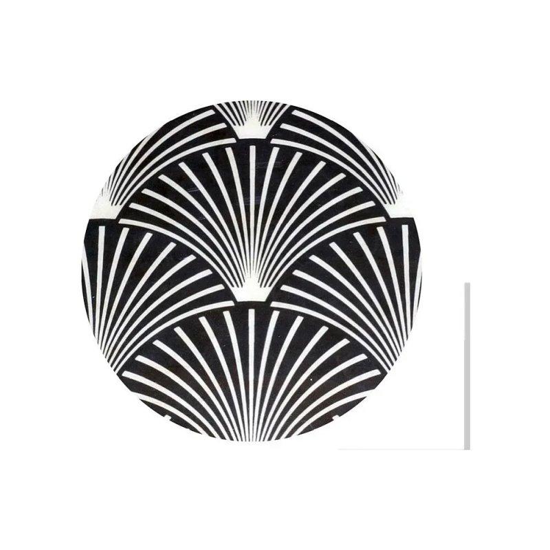 Metal Zigon Sehpa 2'li Set 40x46 cm ve 50x60 cm Yuvarlak Desenli Siyah - 106234