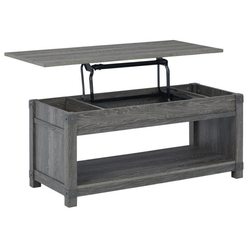 Mickens Endüstriyel Ahşap Gri Akıllı Sehpa 43x20 cm Kaldırmalı Masaüstü - 101112