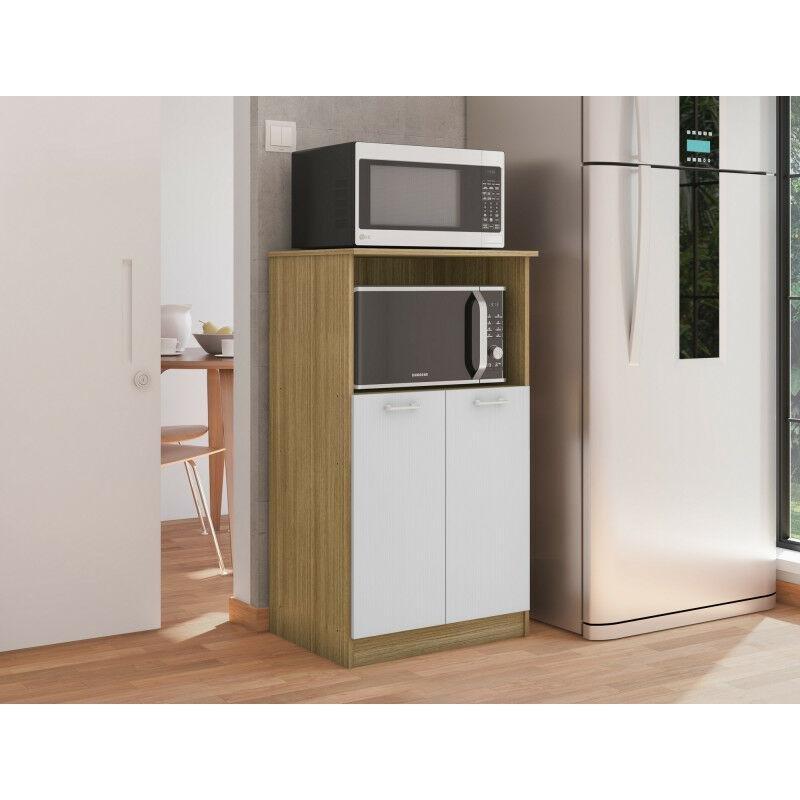 Mikrodalga Fırın Dolabı Endüstriyel Ahşap ve Beyaz 61x110.6x45.8 cm - 100778
