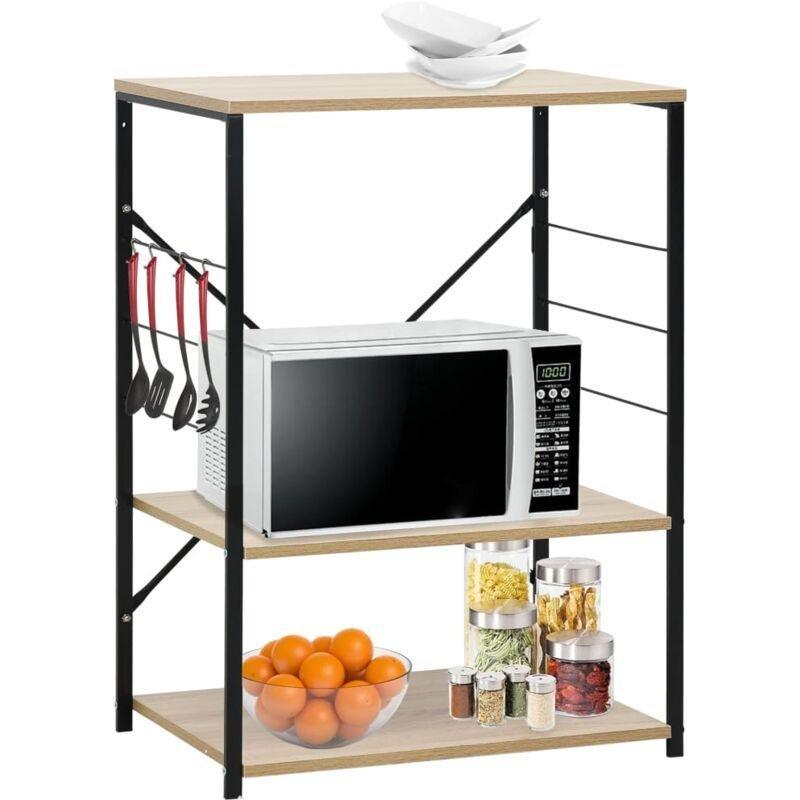 Mikrodalga Fırın Dolabı Siyah Endüstriyel Ahşap 60x40x80 cm - 100701