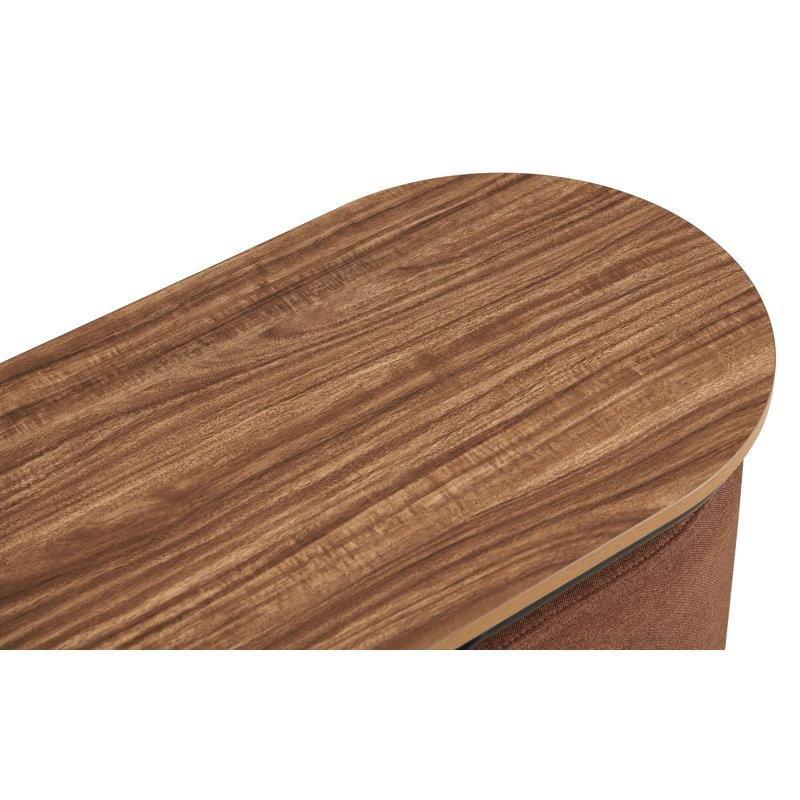 Mira Endüstriyel Ahşap Oval Puflu Orta Sehpa 78 cm x 39 cm - 104833