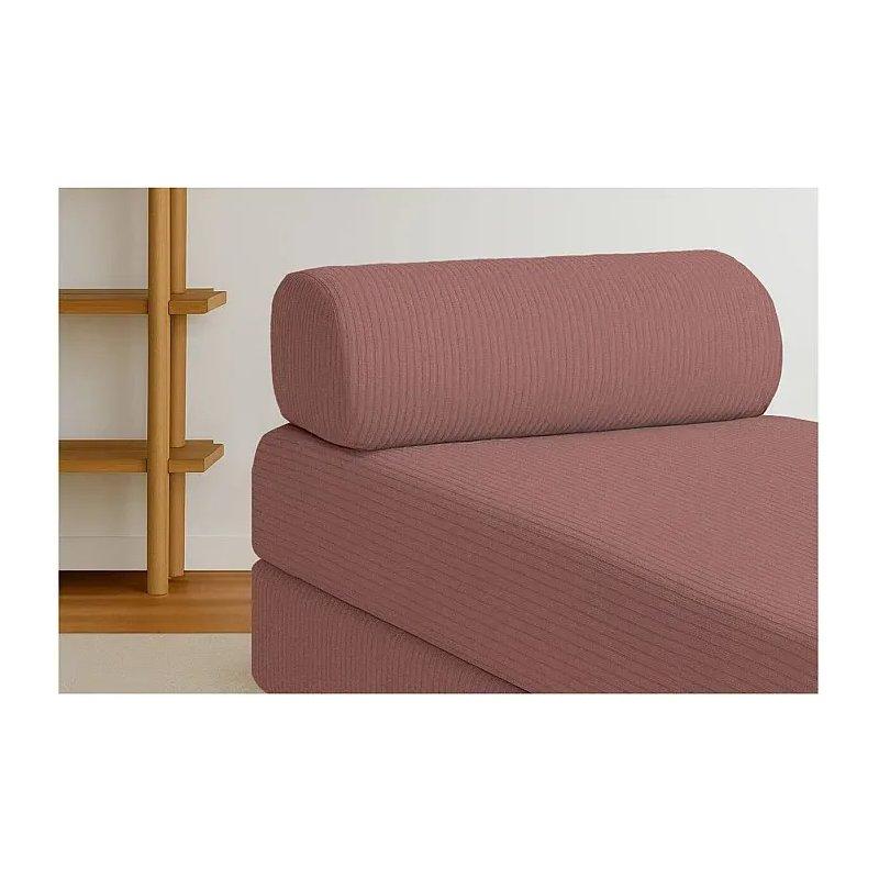 Modüler Açılır Dinlenme Koltuğu Fitilli Kadife Pembe-190x71x95 cm - 109760