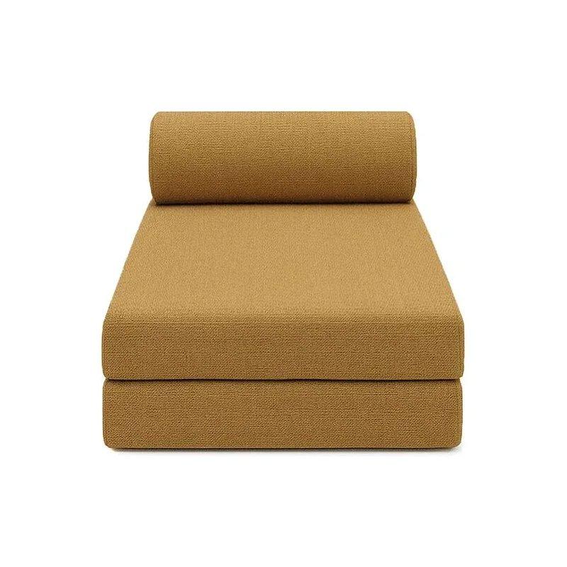 Modüler Açılır Dinlenme Koltuğu Tweed Kumaş Sarı-190x71x95 cm - 109814