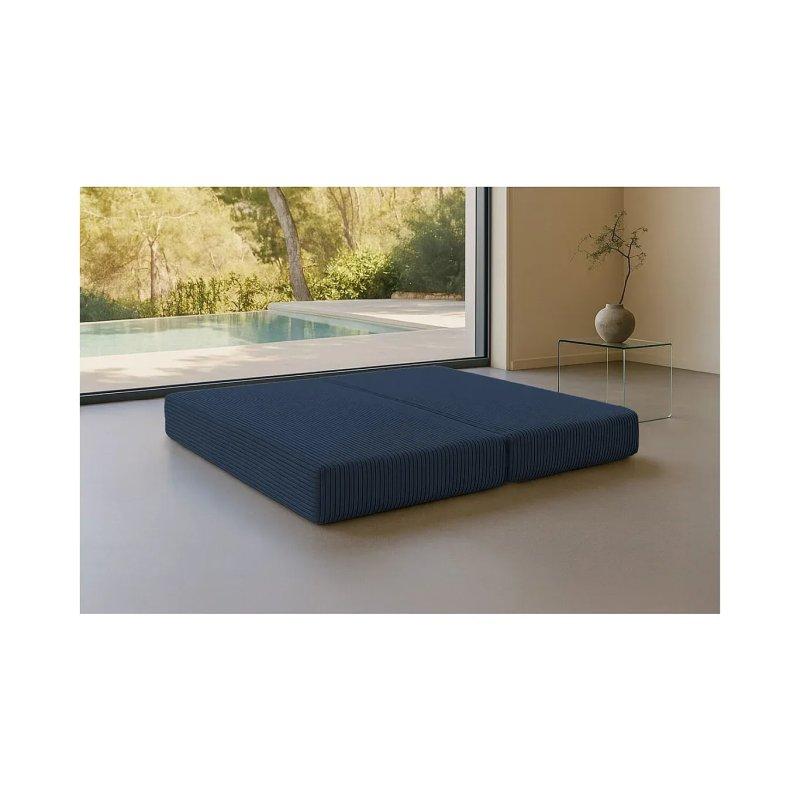 Modüler Dönüşebilen Dinlenme Koltuğu Fitilli Kadife XL Mavi-190x71x95 cm - 109823