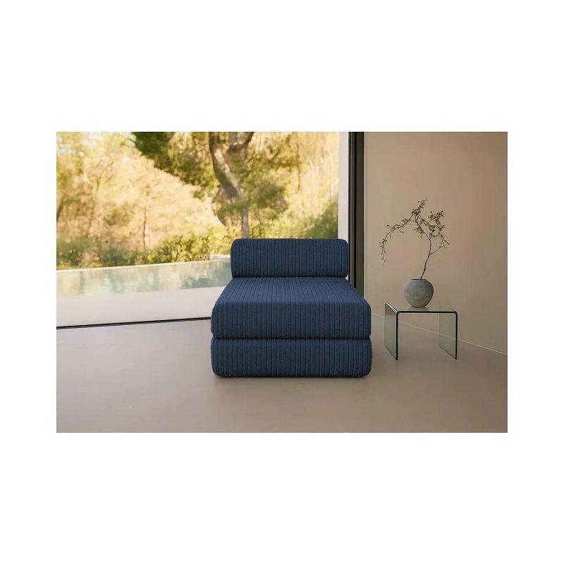 Modüler Dönüşebilen Dinlenme Koltuğu Fitilli Kadife XL Mavi-190x71x95 cm - 109823