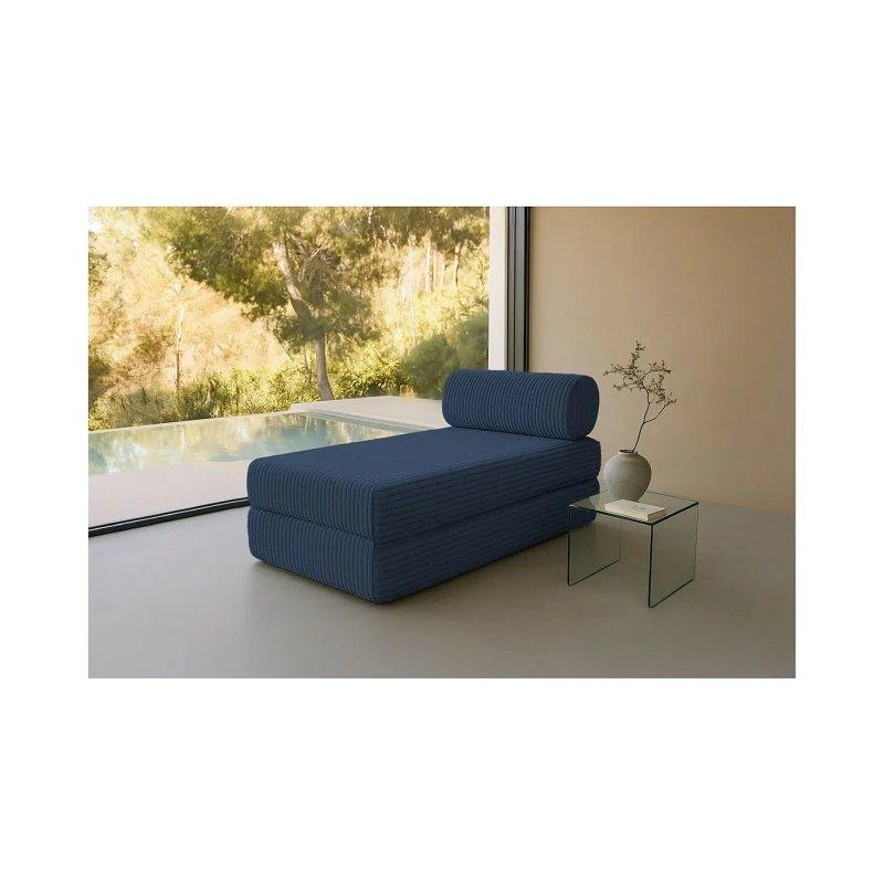 Modüler Dönüşebilen Dinlenme Koltuğu Fitilli Kadife XL Mavi-190x71x95 cm - 109823