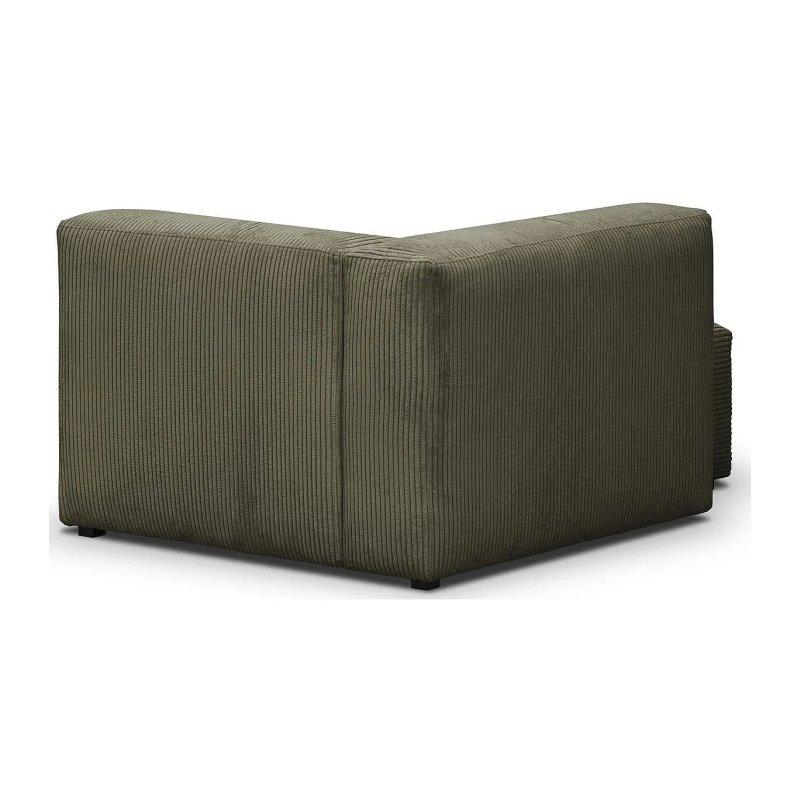 Modüler Sol Köşe Dinlenme Koltuğu Kadife Fitilli Haki Yeşil-100x131x68 cm - 110048
