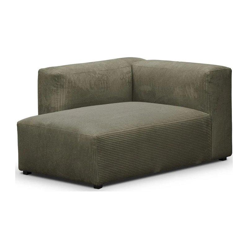 Modüler Sol Köşe Dinlenme Koltuğu Kadife Fitilli Haki Yeşil-100x131x68 cm - 110048