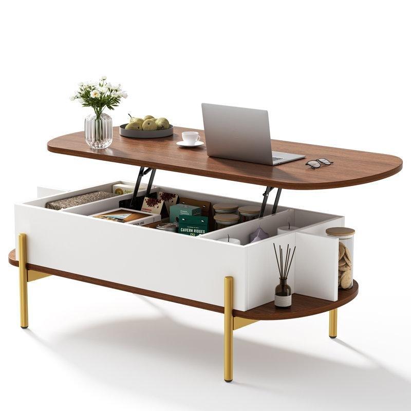 Molter Oval Açılır Akıllı Sehpa Endüstriyel Ahşap 122x55x43 cm - 101241