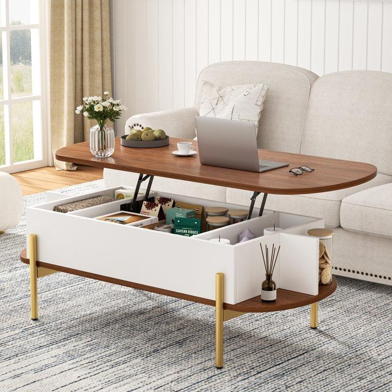 Molter Oval Açılır Akıllı Sehpa Endüstriyel Ahşap 122x55x43 cm - 101241