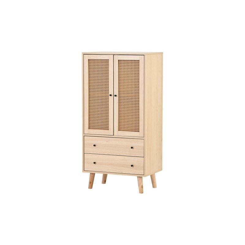 Naturel Ahşap Rattan Kapaklı Çok Amaçlı Dolap 60x40x120 cm - 92743