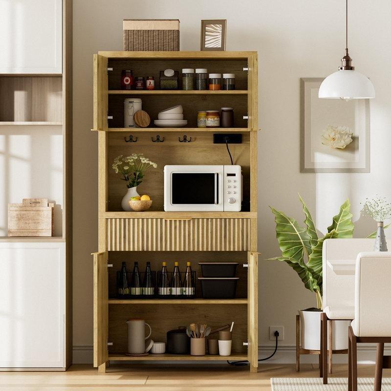 Naturel Dalgalı Desenli Çok Amaçlı Dolap 180x77x40 cm - 92839