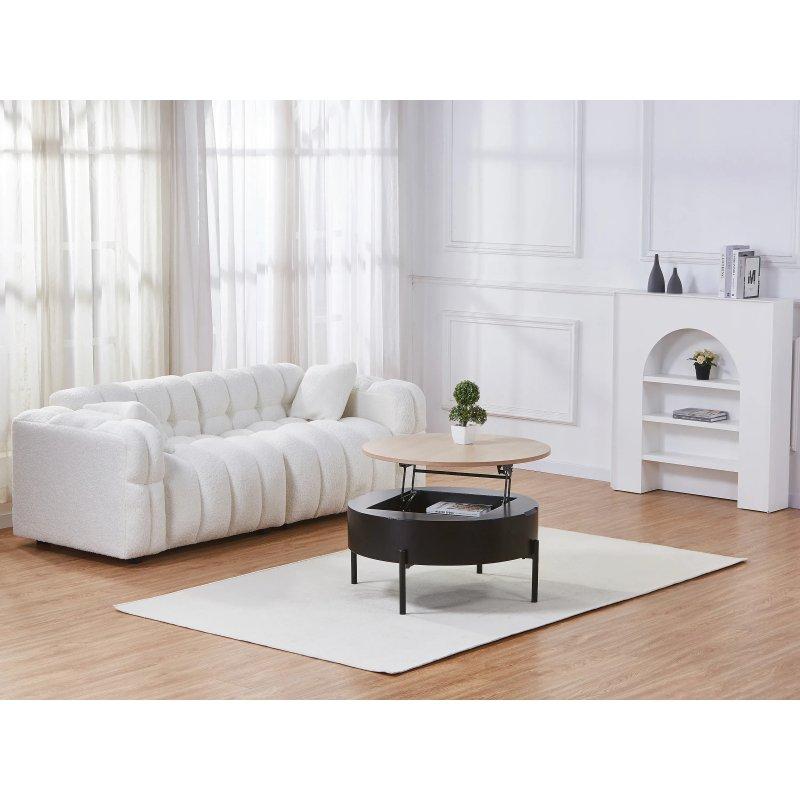 Nimora Yuvarlak Orta Sehpa MDF ve Metal 80x80 cm Siyah Doğal - 102069