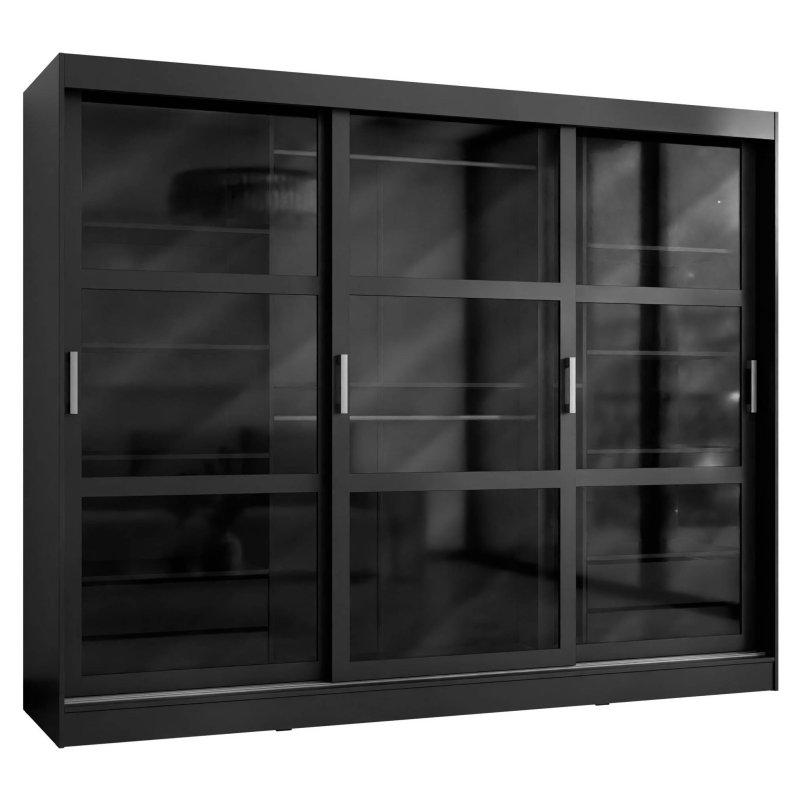 Norlio Siyah Cam Kapaklı Gardrop 250x203x65 cm - 90700