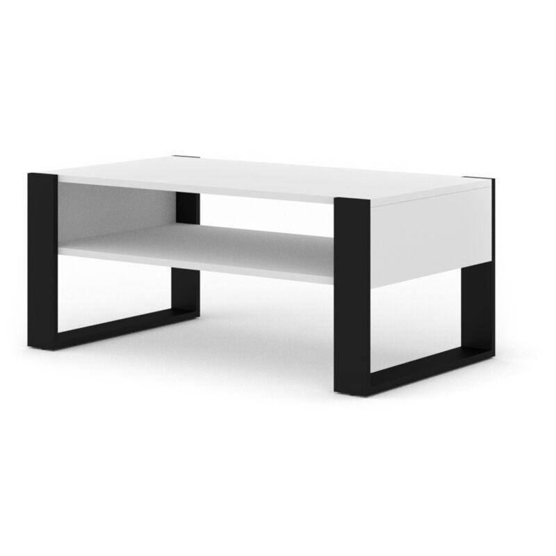 NUKA Beyaz Mat Siyah Mat Orta Sehpa 110x60x48 cm Raflı - 102752