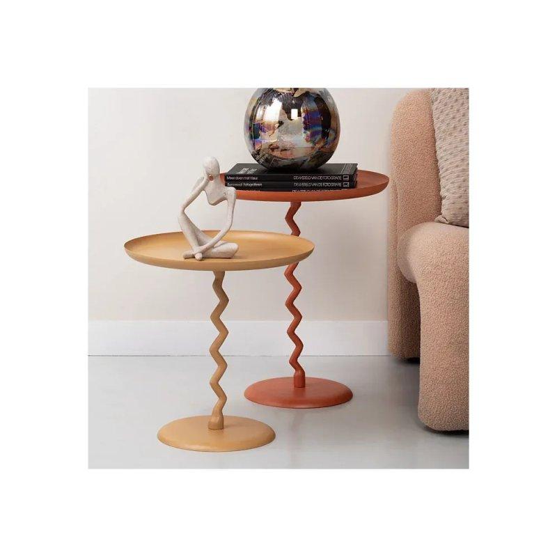 Oker Metal Zigzag Ayaklı Tasarım Yan Sehpa-40x40x42 cm - 110294