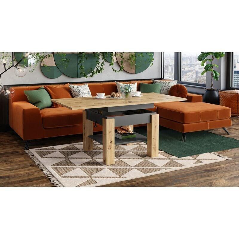 Oreo Endüstriyel Ahşap Gri Açılır Akıllı Sehpa 75x150 cm - 101591