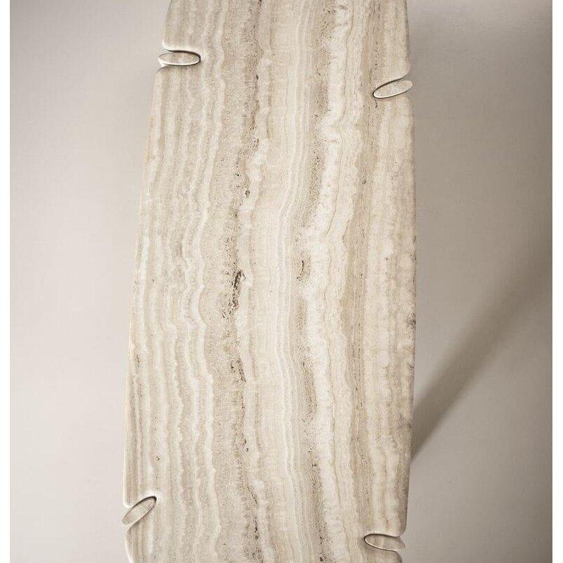 Organik Formlu Beyaz Mermer Masa 220x100 cm - 92131