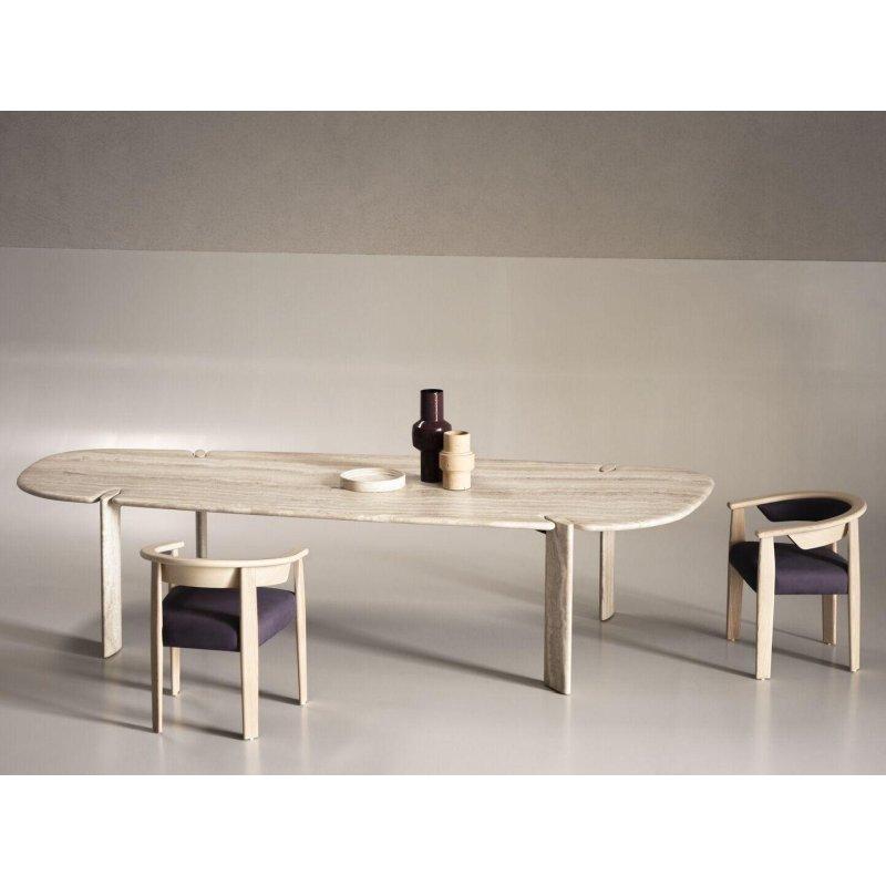 Organik Formlu Beyaz Mermer Masa 220x100 cm - 92131