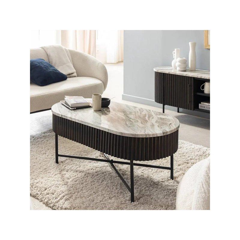 Orlando Mermer Üstü Orta Sehpa Metal Ayaklı 100x50 cm - 102318