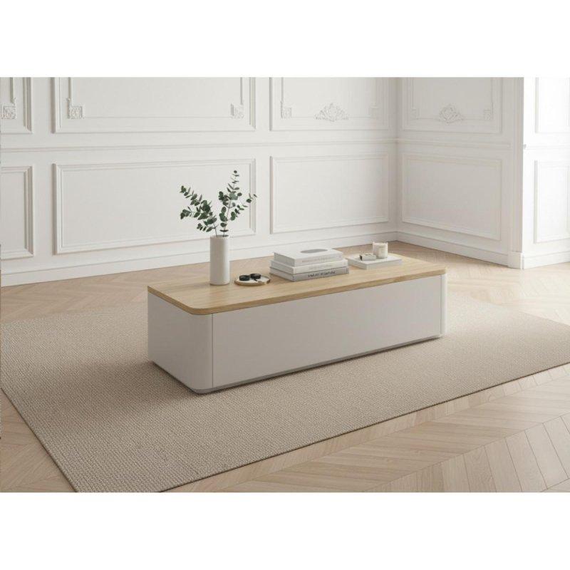 Orta sehpa Açık Ahşap-Krem Üstü 100x60 cm Çekmeceli - 103854