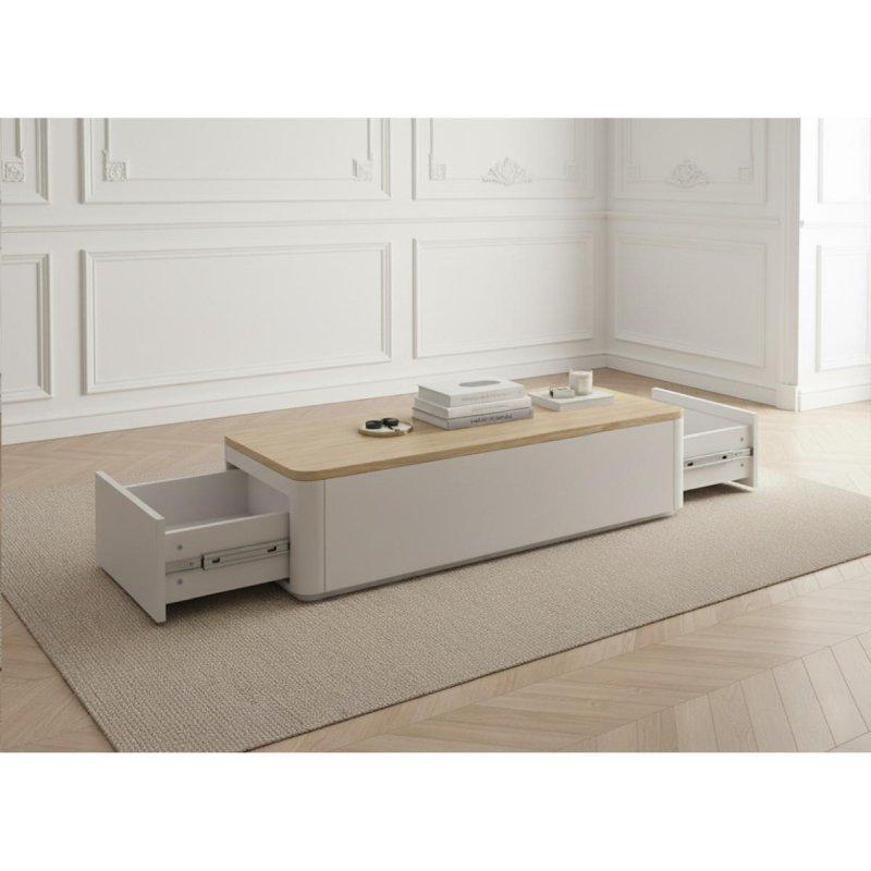Orta sehpa Açık Ahşap-Krem Üstü 100x60 cm Çekmeceli - 103854
