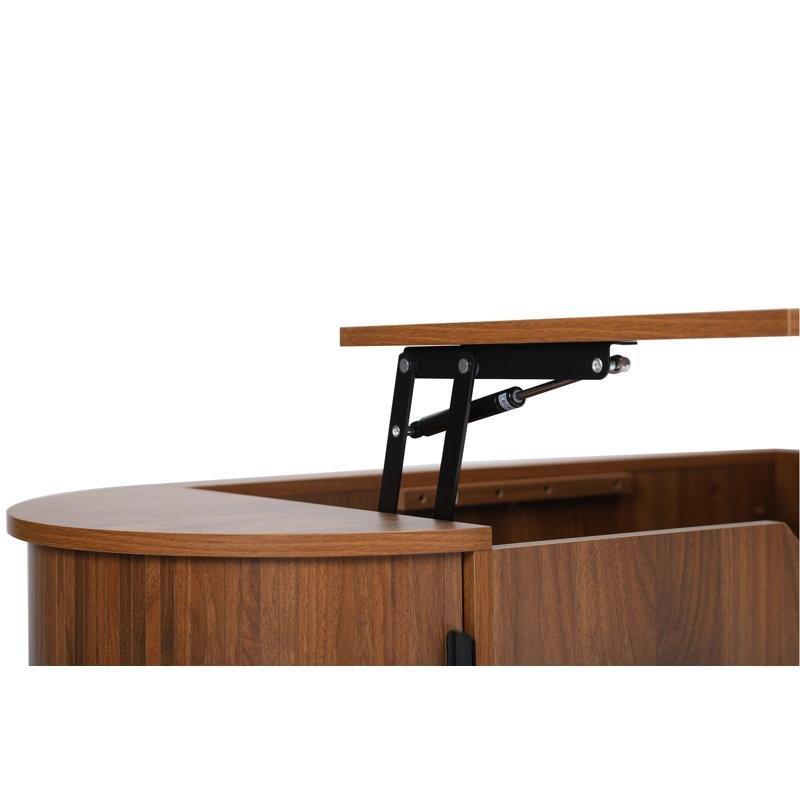 Oval Açılır Akıllı Sehpa Endüstriyel Ahşap 120x50x40 cm - 100998