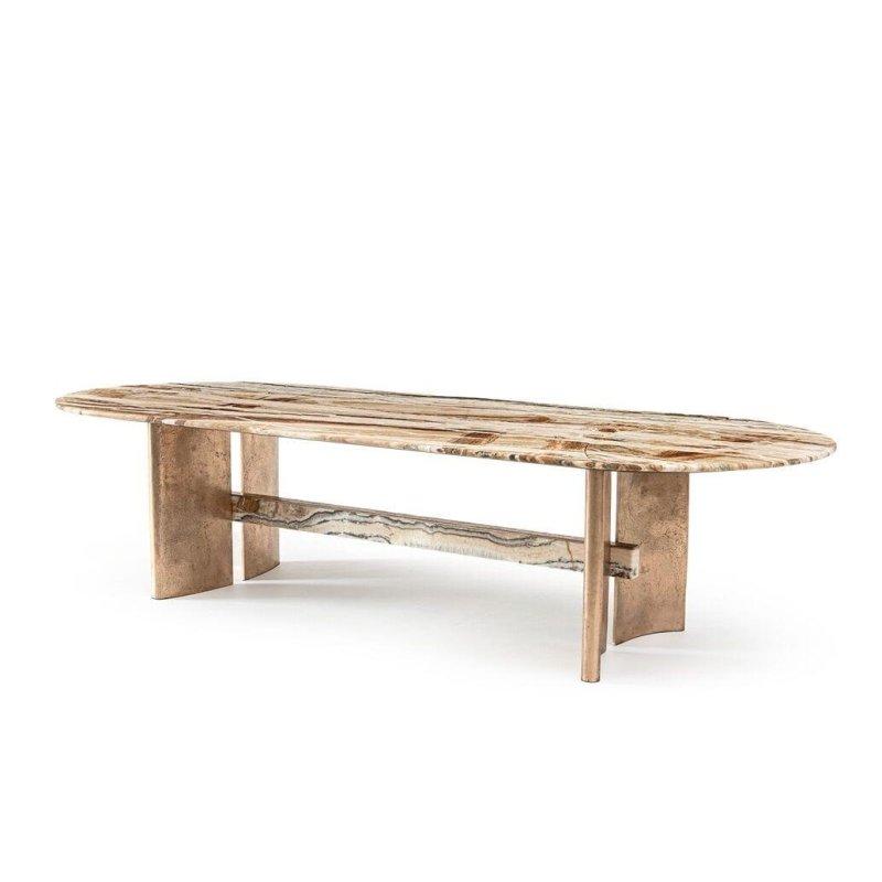 Oval Arabescato Orobico Mermer Masa Bronz Ayaklı 240-270-300 cm - 91651