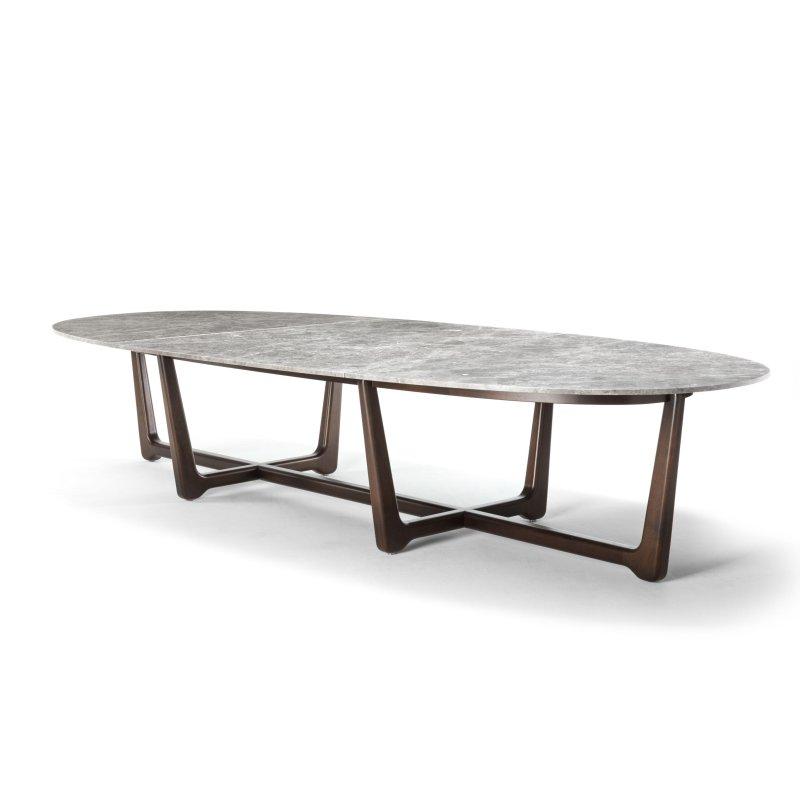 Oval Bardiglio Mermer Masa 280x130 cm Maun Ayaklı - 91828