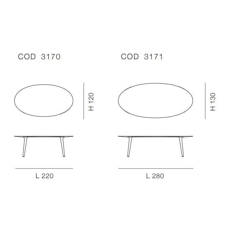 Oval Beyaz Carrara Mermer Masa 220x120 cm Ceviz Ayaklı - 91618
