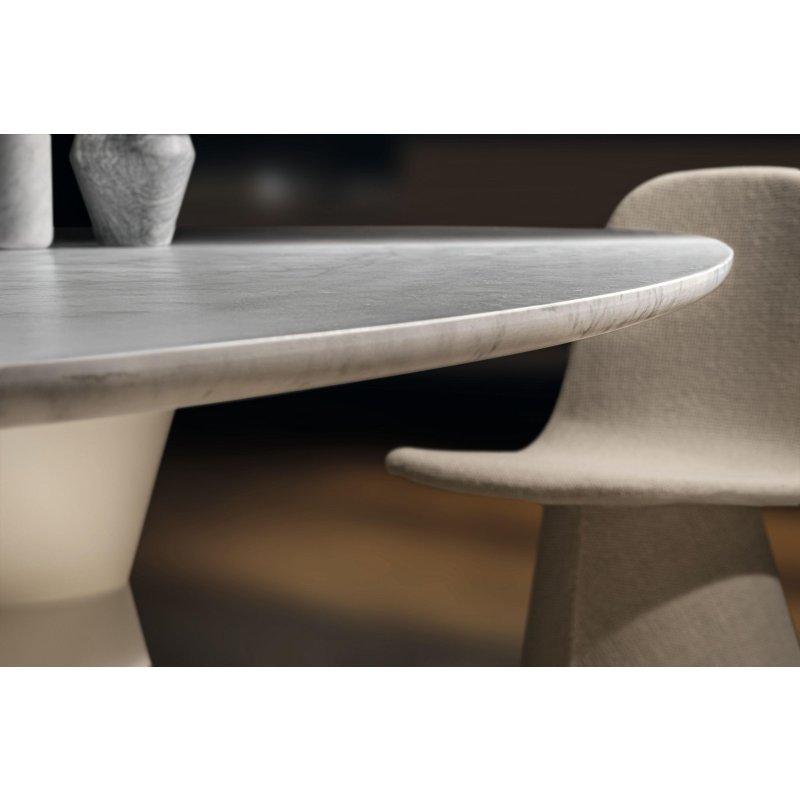 Oval Beyaz Mermer Masa 275x120 cm - 92074