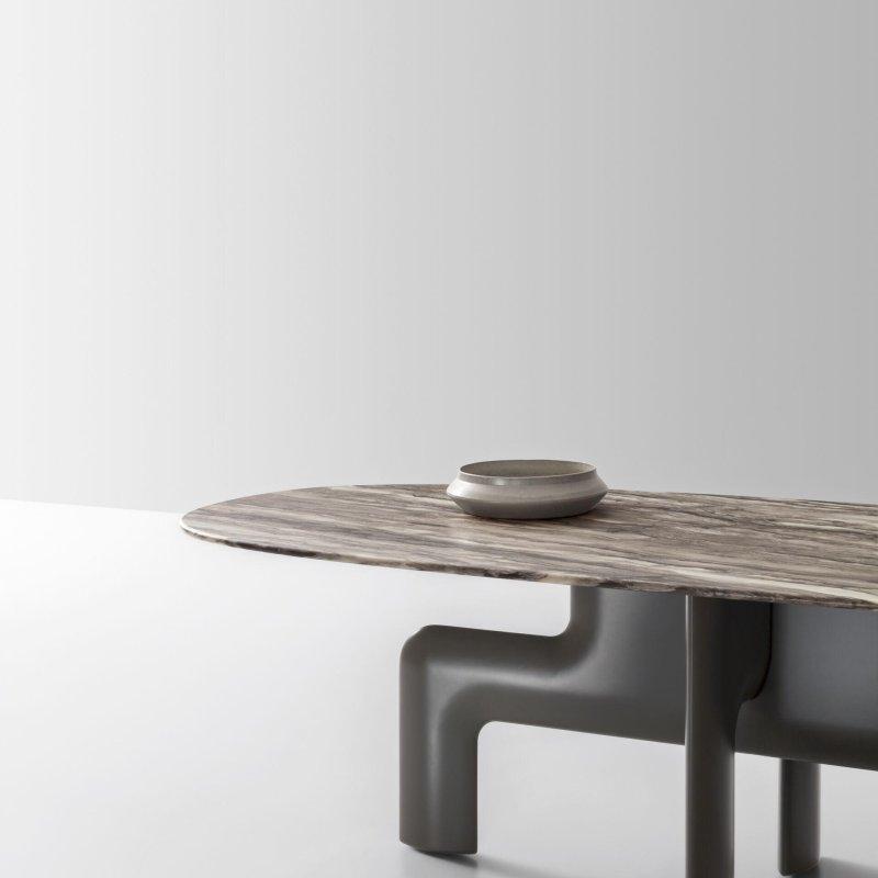 Oval Gri Mermer Masa 260x110 cm veya 320x128 cm - 92185