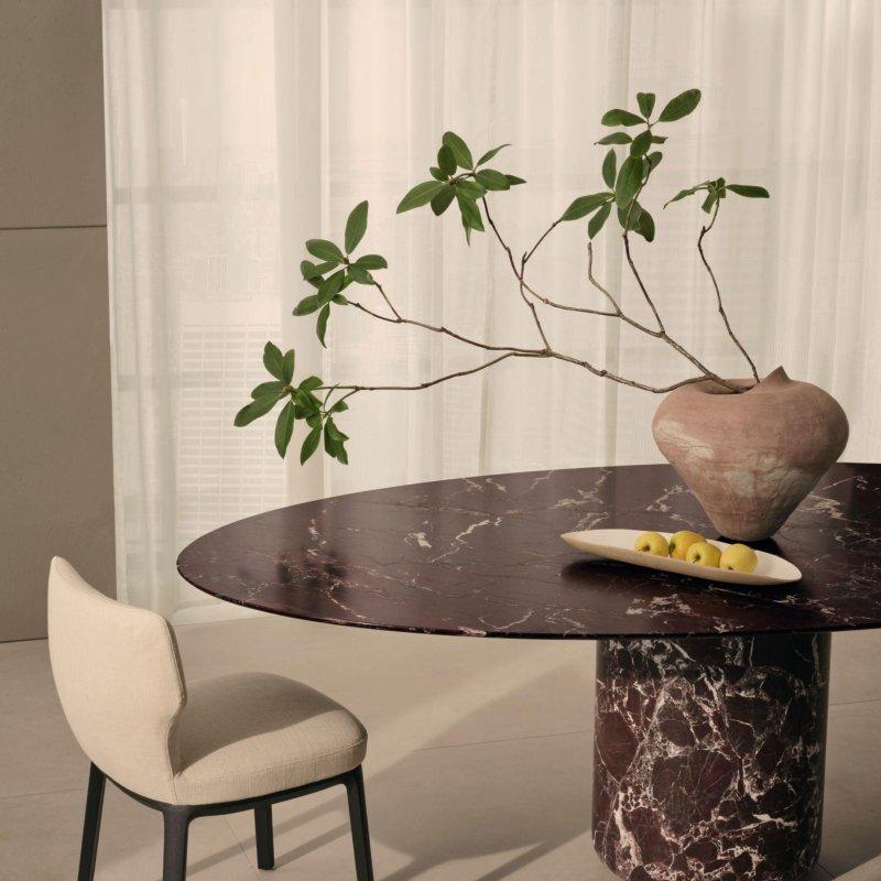 Oval Kahverengi Mermer Masa 230x130x73 cm - 92212