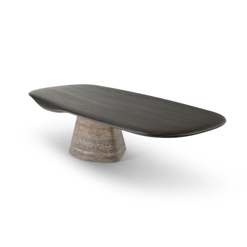 Oval Mermer Ayaklı Ahşap Yemek Masası 240x120 cm - 92170