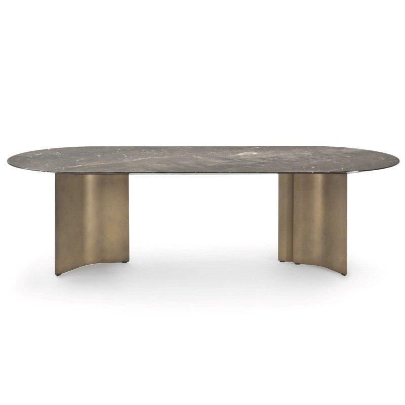 Oval Mermer Masa 240-280 cm Gold Ayaklı - 91657
